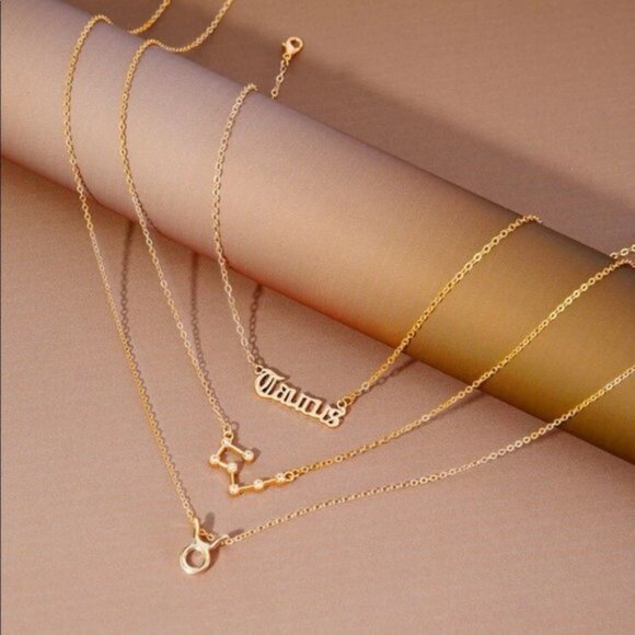 New Gold Taurus Zodiac Constellation Necklace Set of 3 - Picture 6 of 7